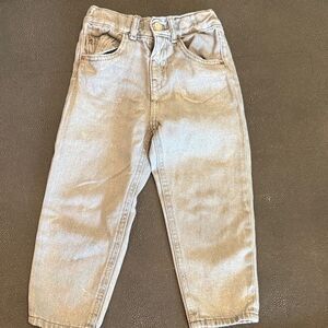Zara Girls Metallic Silver Jeans size 3-4T
